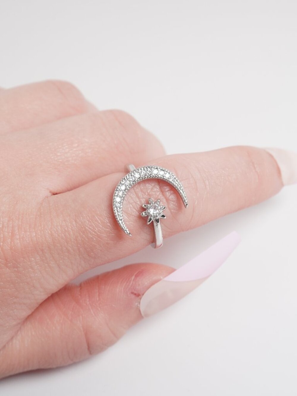 star moon Ring silver cute